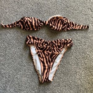 High waisted animal print swimsuit